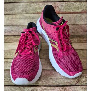 Saucony KINVARA 14 Womens Running Shoes Size 10.5 Citron/Red Rose Sneaker S10823